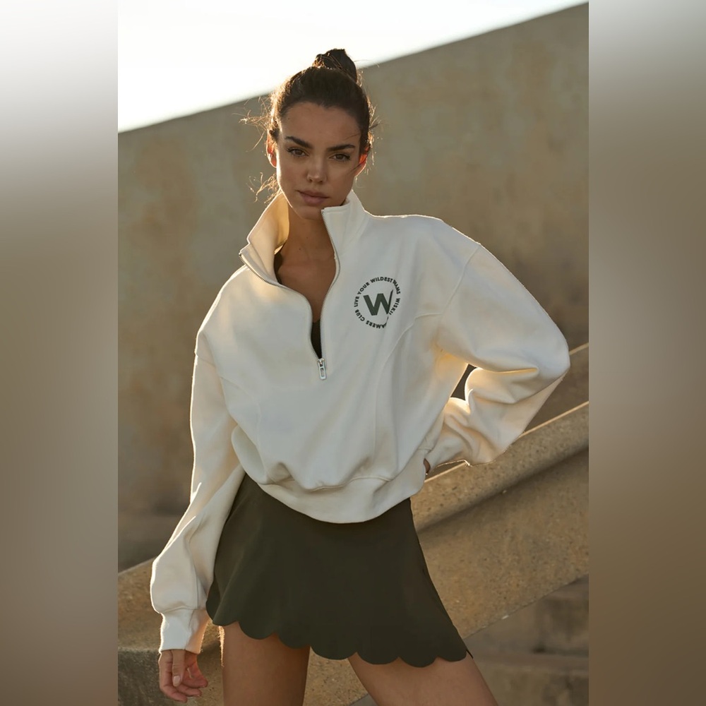 Wiskii Leisure Half-Zip White Sweatshirt